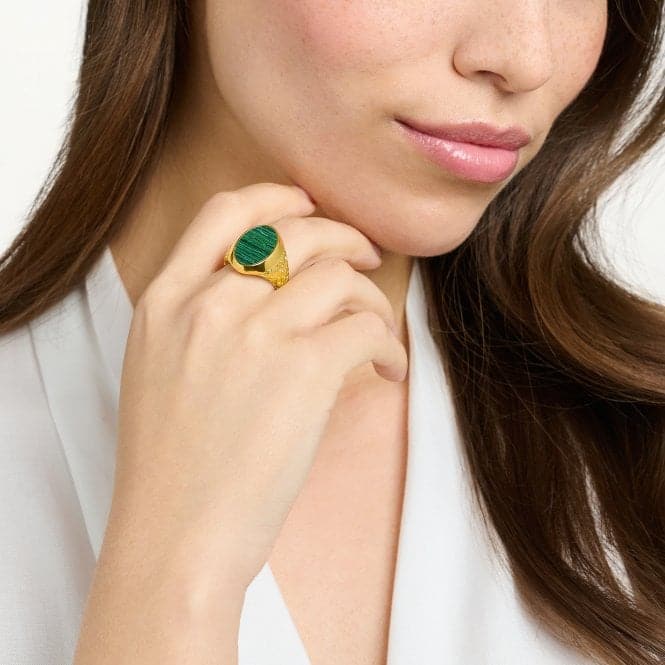 Sterling Silver Gold Plated Green Stone Ring TR2242 - 140 - 6Thomas Sabo Sterling SilverTR2242 - 140 - 6 - 48