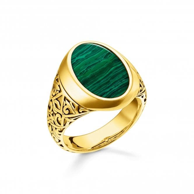Sterling Silver Gold Plated Green Stone Ring TR2242 - 140 - 6Thomas Sabo Sterling SilverTR2242 - 140 - 6 - 48
