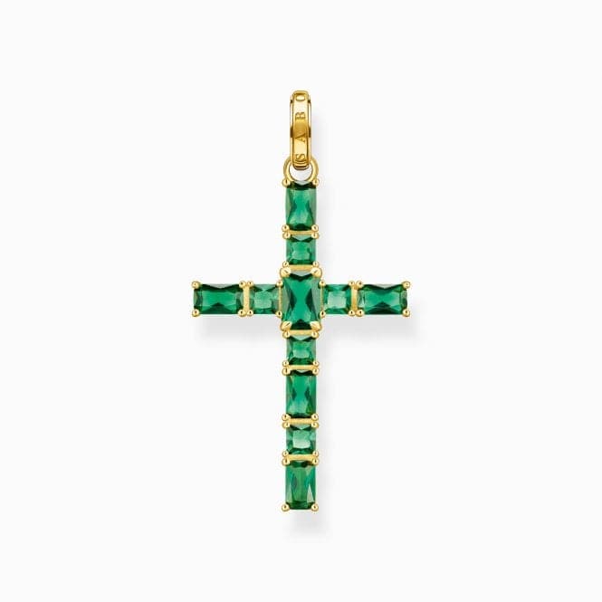 Sterling Silver Gold Plated Green Stones Pendant PE939 - 472 - 6Thomas Sabo Sterling SilverPE939 - 472 - 6