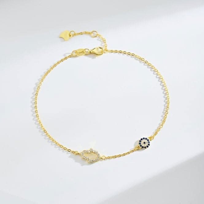 Sterling Silver Gold Plated Hand Of Fatima Bracelet ERLB048Ellie Rose LondonERLB048