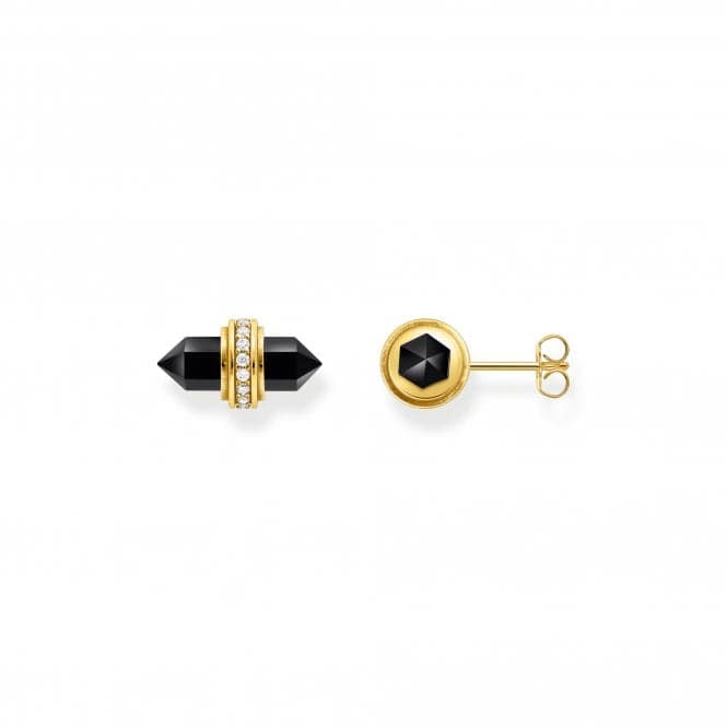 Sterling Silver Gold Plated Hexagonal Black Onyx Earrings H2281 - 177 - 11Thomas Sabo Sterling SilverH2281 - 177 - 11