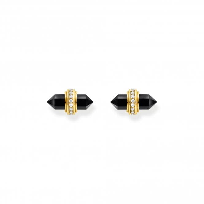 Sterling Silver Gold Plated Hexagonal Black Onyx Earrings H2281 - 177 - 11Thomas Sabo Sterling SilverH2281 - 177 - 11