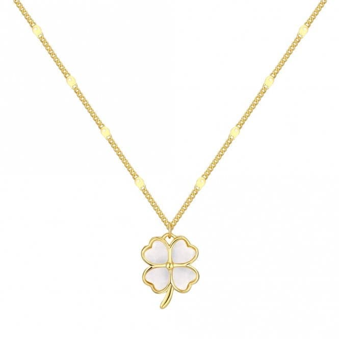 Sterling Silver Gold Plated Lucky 4 Leaf Necklace ERLN035Ellie Rose LondonERLN035