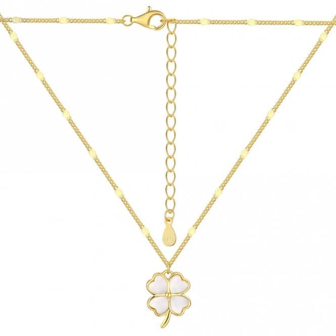 Sterling Silver Gold Plated Lucky 4 Leaf Necklace ERLN035Ellie Rose LondonERLN035