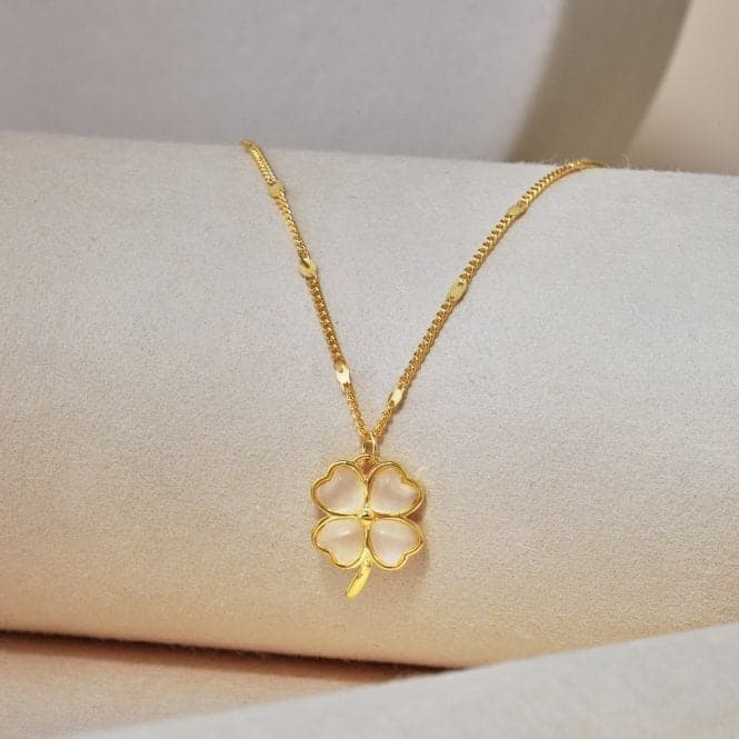 Sterling Silver Gold Plated Lucky 4 Leaf Necklace ERLN035Ellie Rose LondonERLN035