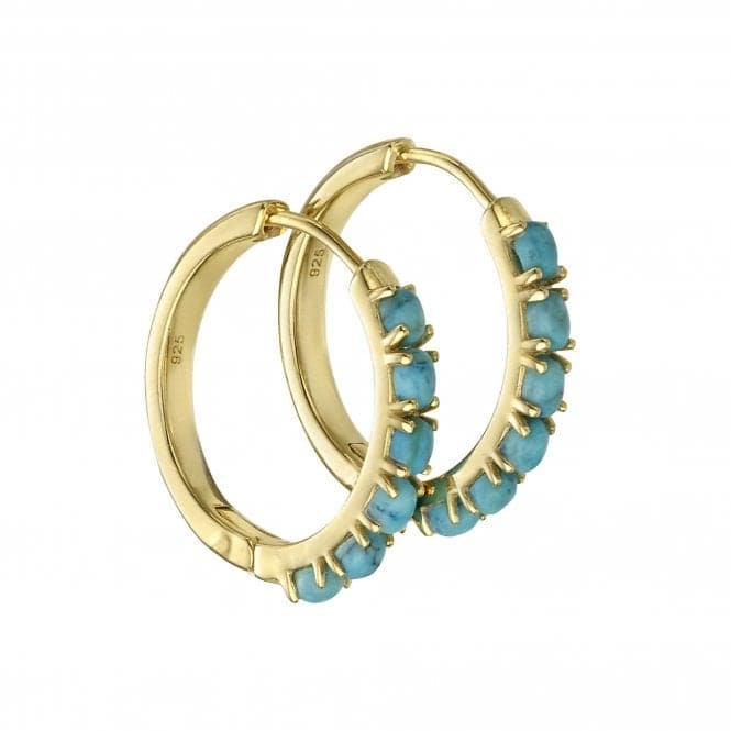 Sterling Silver Gold Plated Magnesite Stones Hoop Earrings E5874TBeginningsE5874T