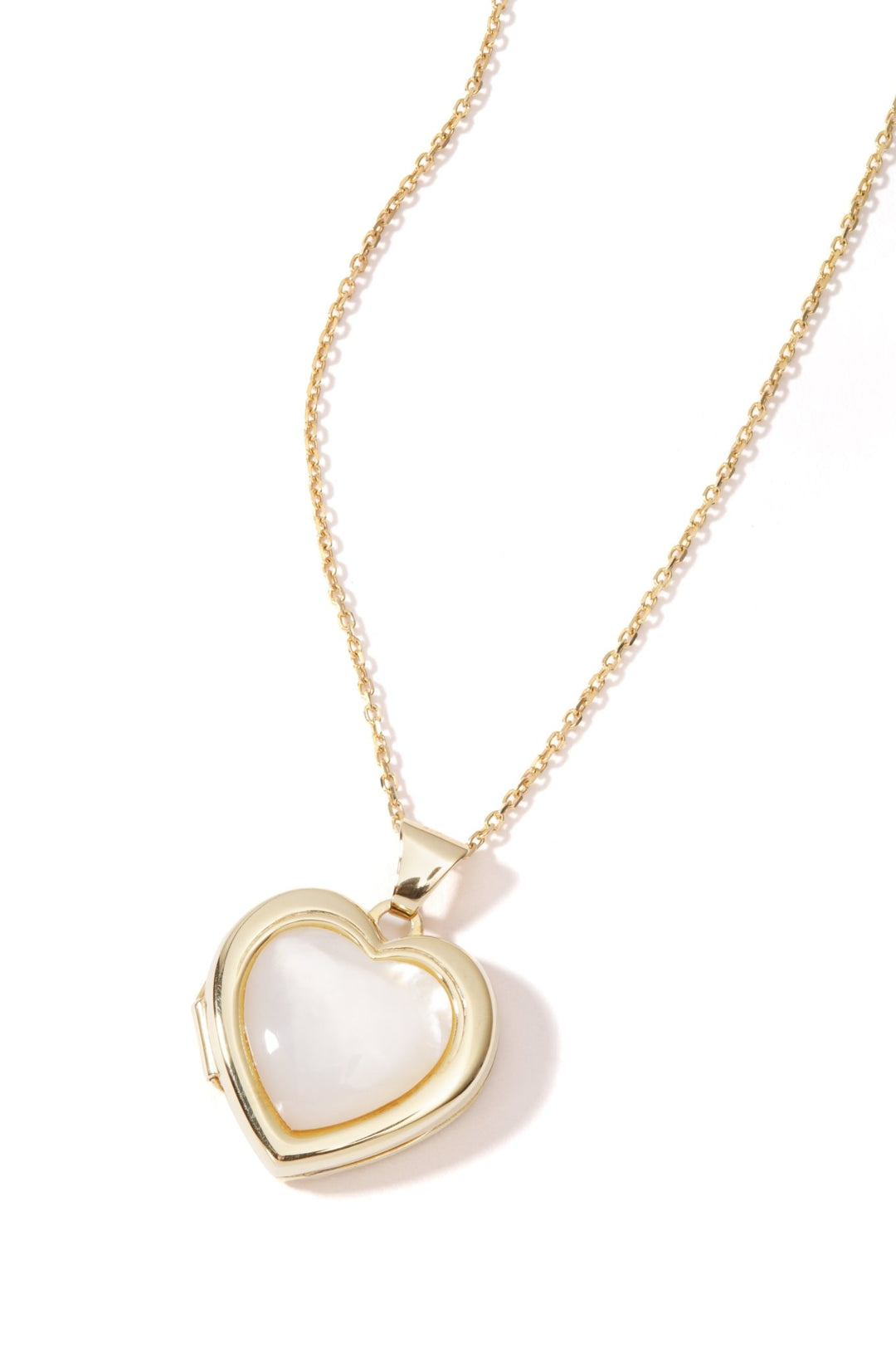 Sterling Silver Gold Plated Mother of Pearl Heart LocketThe Fine CollectiveBA0060867