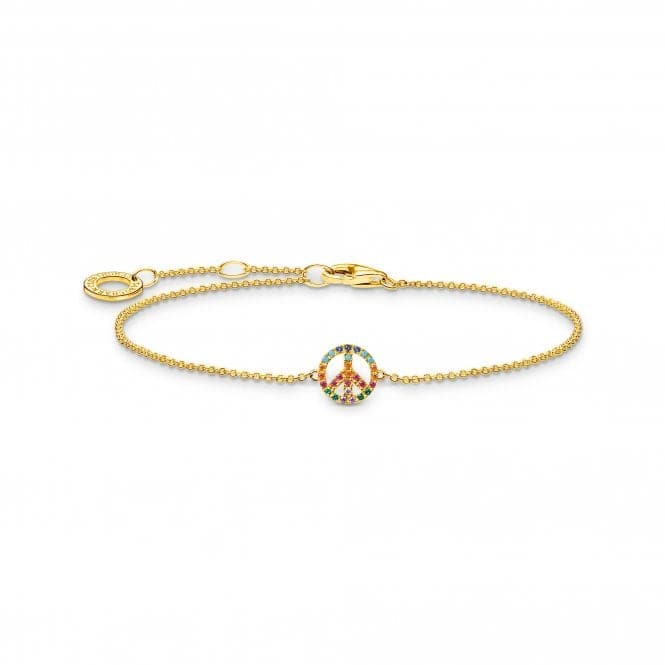 Sterling Silver Gold Plated Multicoloured Peace Bracelet A2083 - 488 - 7 - L19VThomas Sabo Charm Club CharmingA2083 - 488 - 7