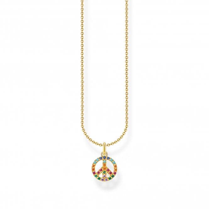 Sterling Silver Gold Plated Multicoloured Peace Necklace KE2175 - 488 - 7 - L45VThomas Sabo Charm Club CharmingKE2175 - 488 - 7