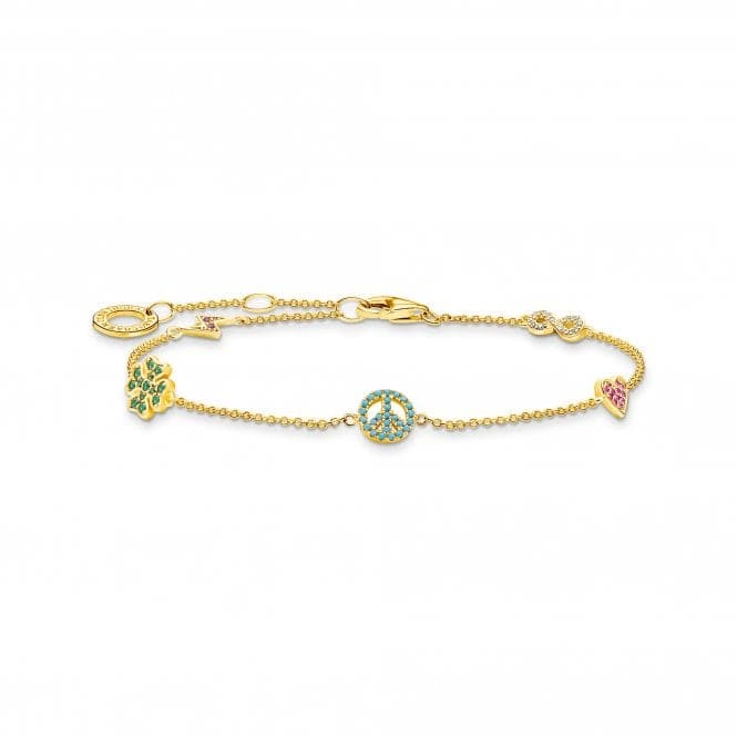 Sterling Silver Gold Plated Multicoloured Symbols Bracelet A2039 - 488 - 7 - L19VThomas Sabo Charm Club CharmingA2039 - 488 - 7 - L19V