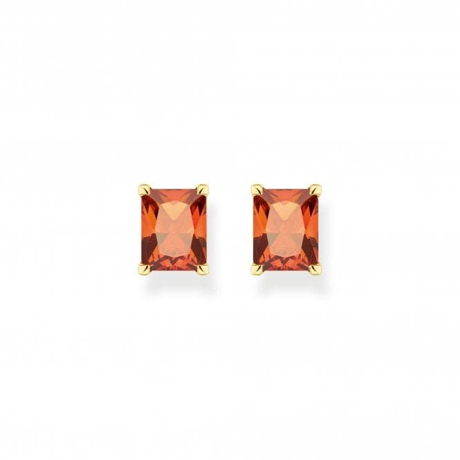 Sterling Silver Gold Plated Orange Stone Earrings H2201 - 472 - 8Thomas Sabo Sterling SilverH2201 - 472 - 8