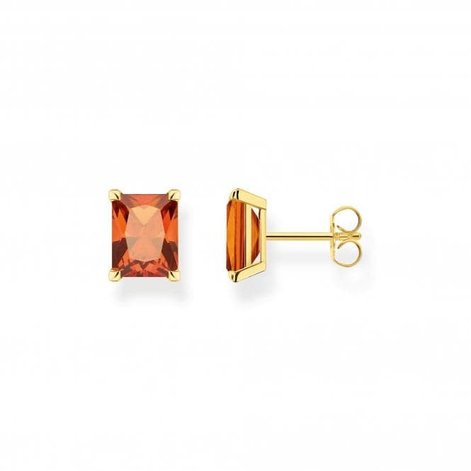 Sterling Silver Gold Plated Orange Stone Earrings H2201 - 472 - 8Thomas Sabo Sterling SilverH2201 - 472 - 8