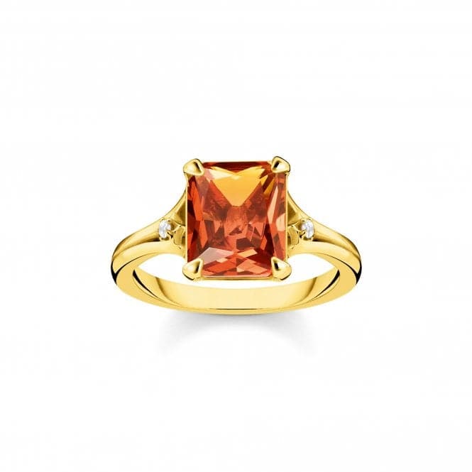 Sterling Silver Gold Plated Orange Stone Ring TR2297 - 971 - 8Thomas Sabo Sterling SilverTR2297 - 971 - 8 - 48