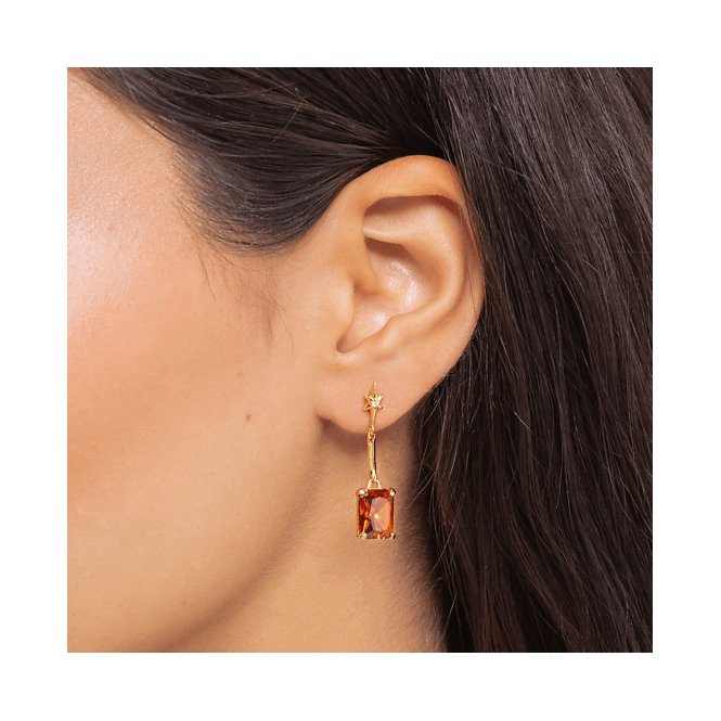 Sterling Silver Gold Plated Orange Stone With Star Earrings H2115 - 971 - 8Thomas Sabo Sterling SilverH2115 - 971 - 8