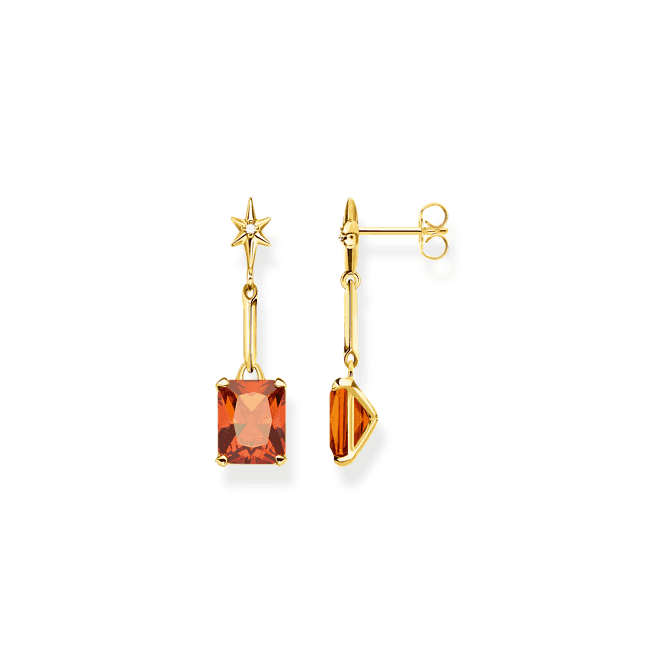 Sterling Silver Gold Plated Orange Stone With Star Earrings H2115 - 971 - 8Thomas Sabo Sterling SilverH2115 - 971 - 8
