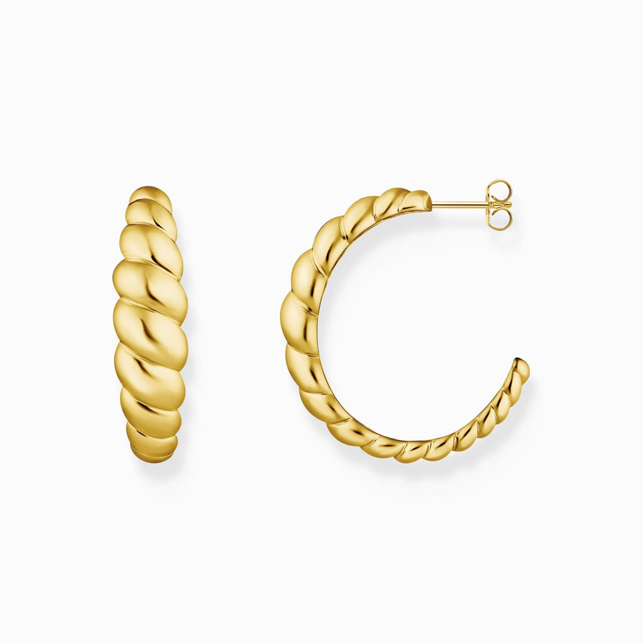 Sterling Silver Gold Plated Organic Form Hoop Earrings CR758-413-39