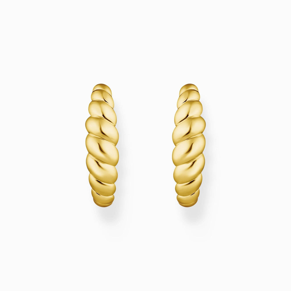 Sterling Silver Gold Plated Organic Form Hoop Earrings CR758-413-39