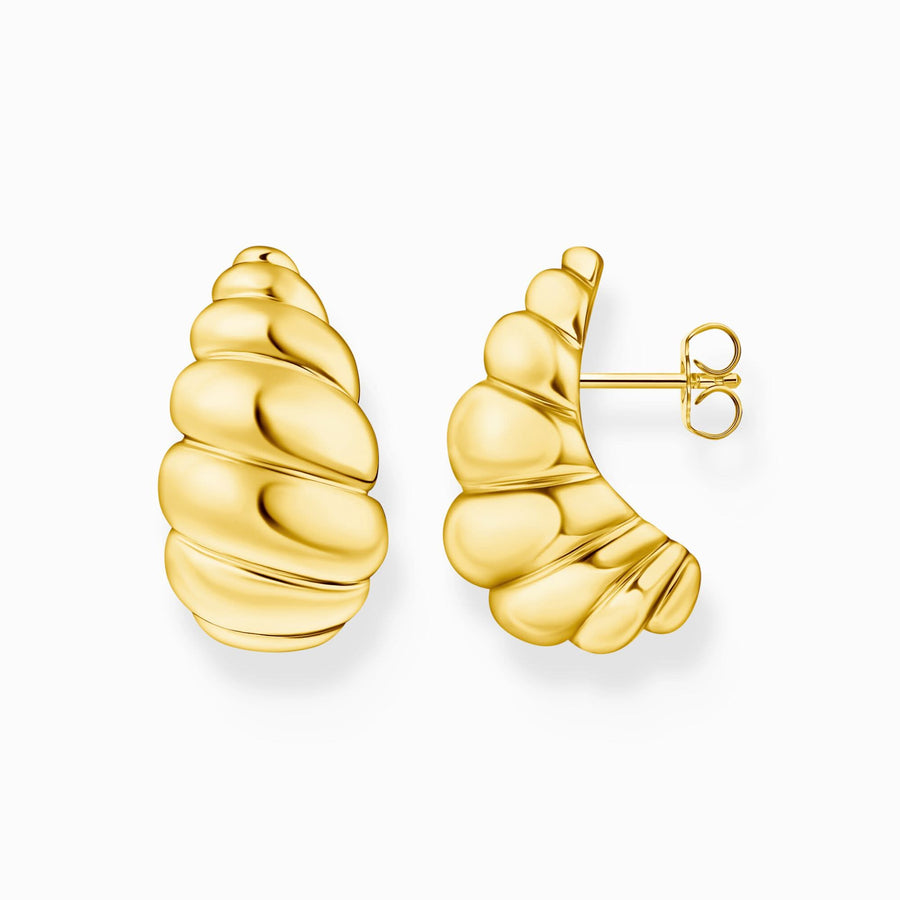 Sterling Silver Gold Plated Organic Shaped Ear Studs H2326-413-39