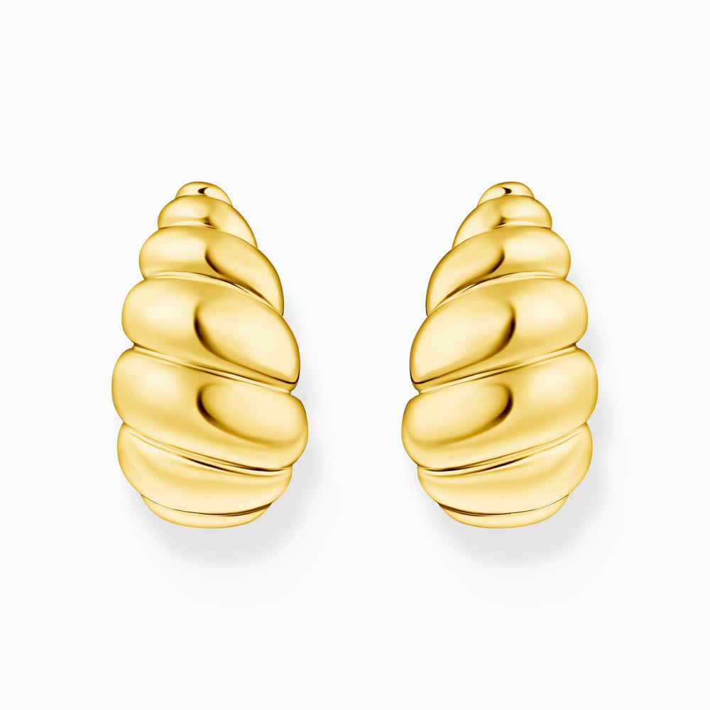 Sterling Silver Gold Plated Organic Shaped Ear Studs H2326-413-39