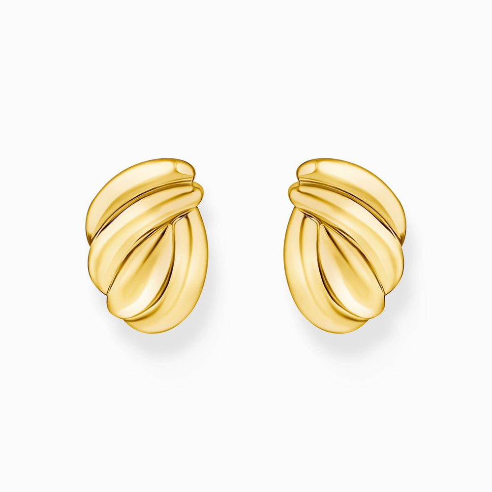 Sterling Silver Gold Plated Organic Shaped Ear Studs H2327-413-39