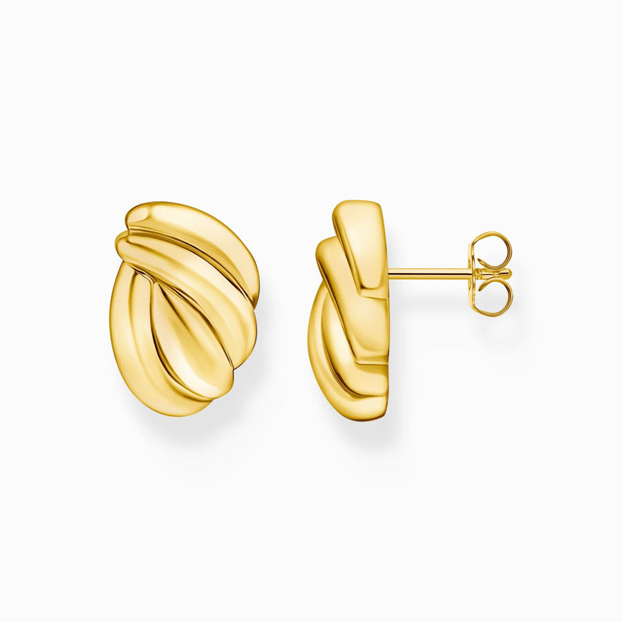 Sterling Silver Gold Plated Organic Shaped Ear Studs H2327-413-39