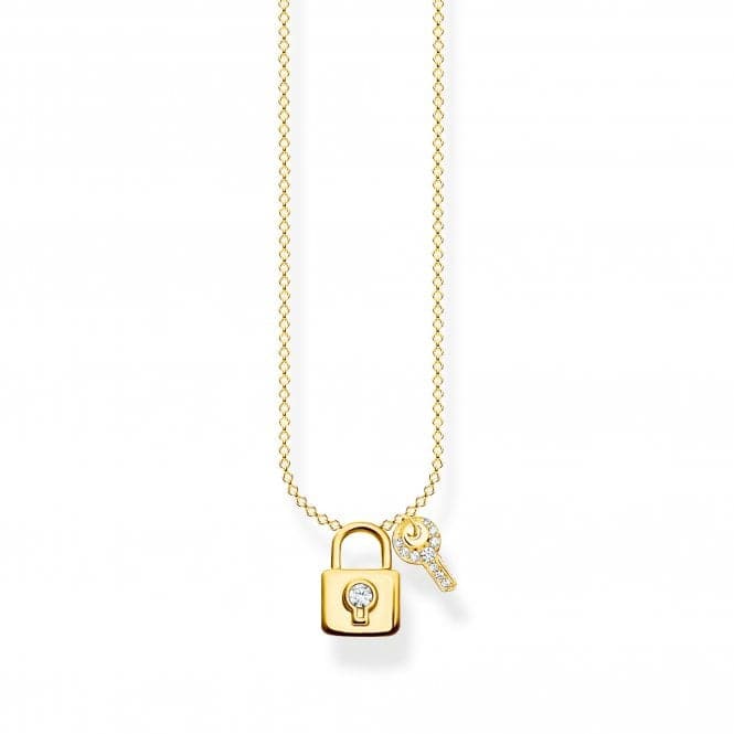 Sterling Silver Gold Plated Padlock Necklace KE2122 - 414 - 14 - L45VThomas Sabo Charm Club CharmingKE2122 - 414 - 14 - L45V