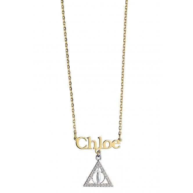 Sterling Silver Gold Plated Personalised Necklace with Deathly Hallow CharmHarry PotterHPSN002 - PG