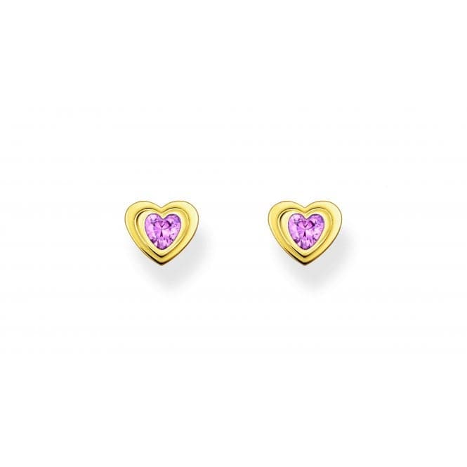 Sterling Silver Gold Plated Pink Heart Stud Earrings H2271 - 414 - 9Thomas Sabo Sterling SilverH2271 - 414 - 9