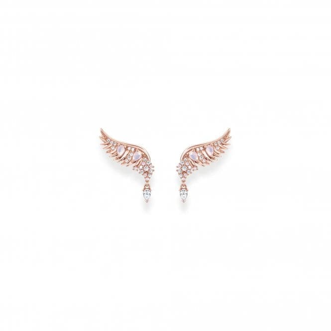 Sterling Silver Gold Plated Pink Stones Phoenix Wing Earrings H2247 - 323 - 9Thomas Sabo Sterling SilverH2247 - 323 - 9