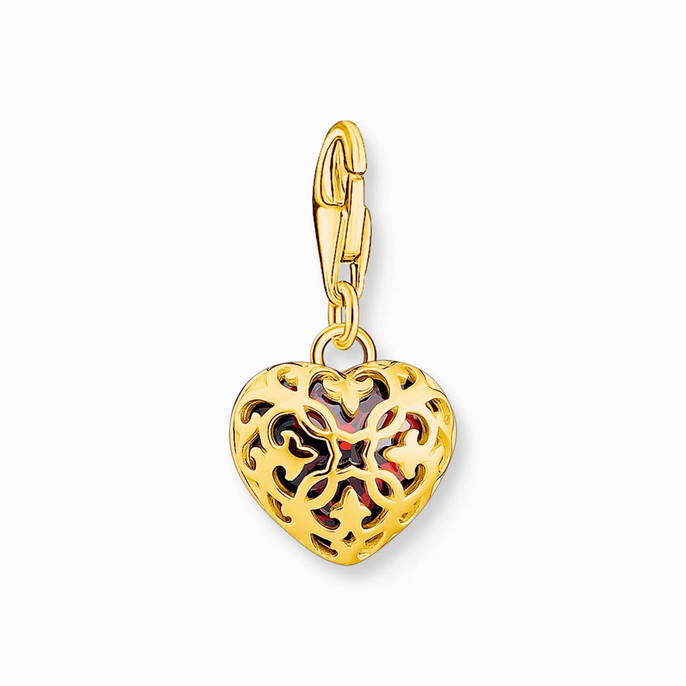 Sterling Silver Gold Plated Red Heart Charm 2094-414-10
