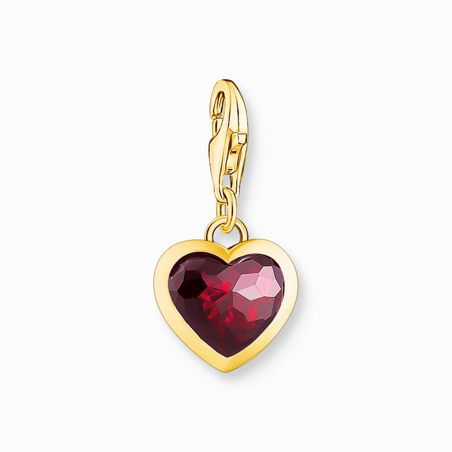 Sterling Silver Gold Plated Red Heart Charm 2094-414-10