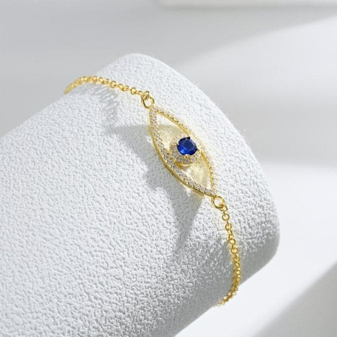 Sterling Silver Gold Plated Sparkling Zirconia Evil Eye Bracelet ERLB050Ellie Rose LondonERLB050