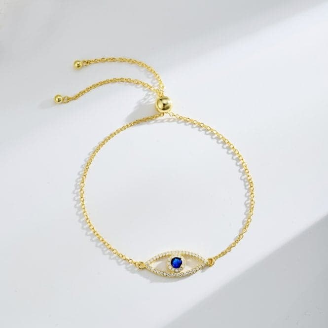 Sterling Silver Gold Plated Sparkling Zirconia Evil Eye Bracelet ERLB050Ellie Rose LondonERLB050