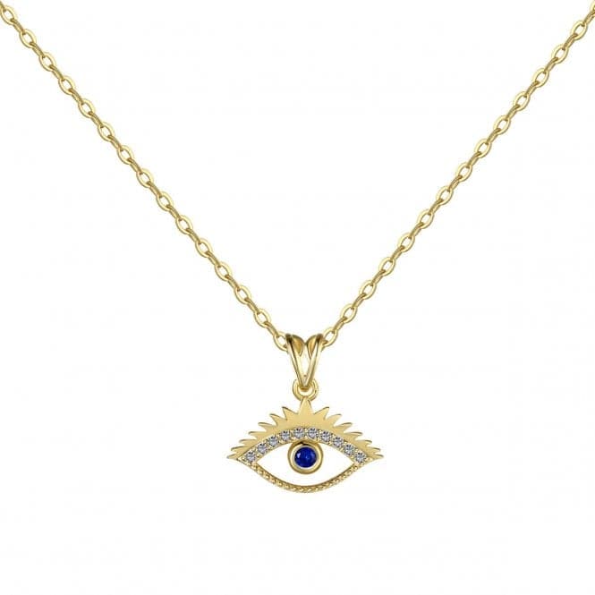 Sterling Silver Gold Plated Sparkling Zirconia Evil Eye Necklace ERLN042Ellie Rose LondonERLN042