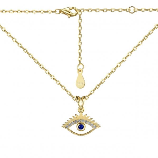 Sterling Silver Gold Plated Sparkling Zirconia Evil Eye Necklace ERLN042Ellie Rose LondonERLN042