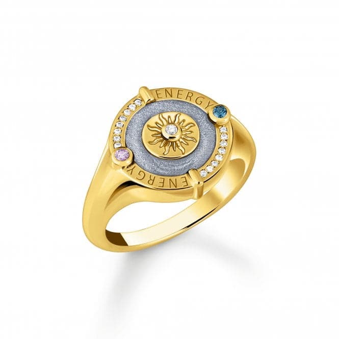 Sterling Silver Gold Plated Stone Enamel Zirconia Blue Signet Ring TR2449 - 974 - 1Thomas Sabo Sterling SilverTR2449 - 974 - 1 - 50