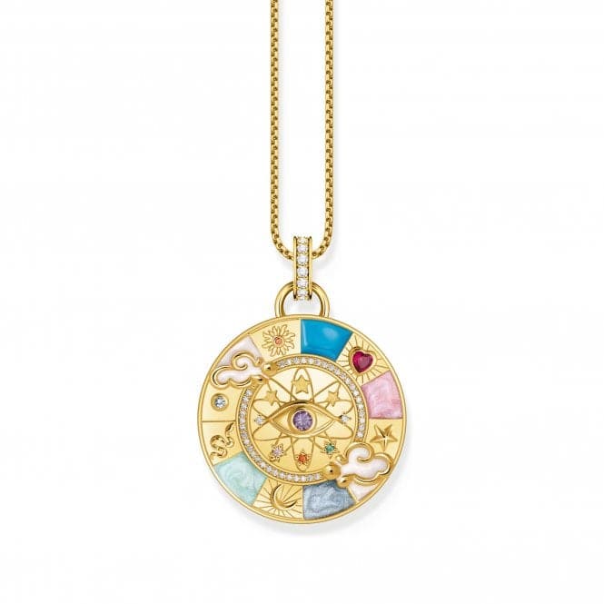 Sterling Silver Gold Plated Stone Enamel Zirconia Wheel Of Fortune Pendant PE962 - 471 - 7Thomas Sabo Sterling SilverPE962 - 471 - 7