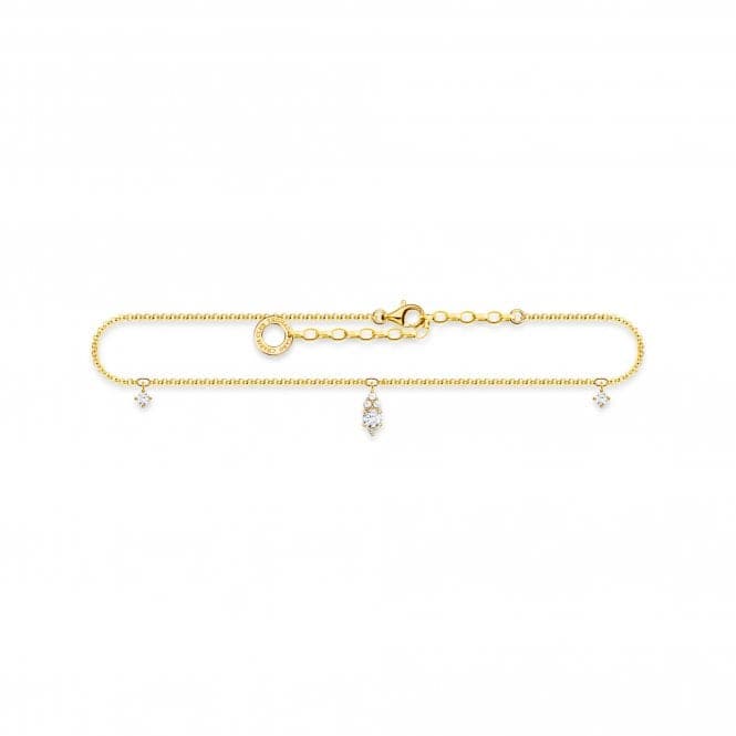 Sterling Silver Gold Plated Stones Anklet AK0027 - 414 - 14Thomas Sabo Charm Club CharmingAK0027 - 414 - 14