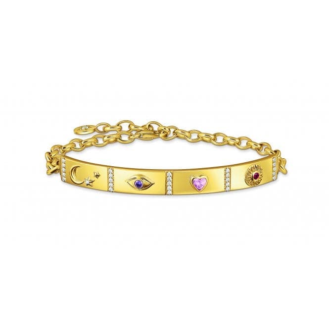 Sterling Silver Gold Plated Stones Long Bridge Bracelet A2139 - 995 - 7 - L19VThomas Sabo Sterling SilverA2139 - 995 - 7