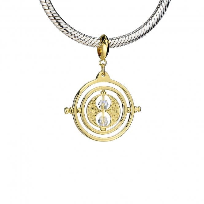 Sterling Silver Gold Plated Time Turner Slider Charm with Crystal ElementsHarry PotterHPSC021 - SCG