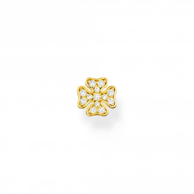 Sterling Silver Gold Plated White Cloverleaf Single Ear Stud H2215 - 414 - 14Thomas Sabo Charm Club CharmingH2215 - 414 - 14