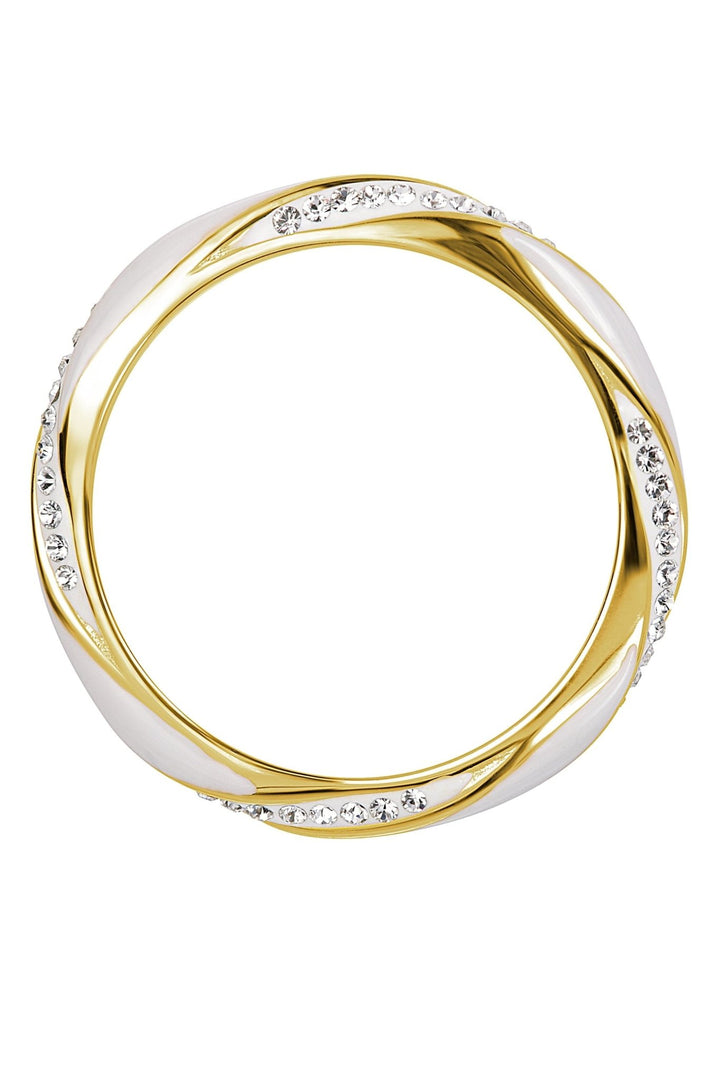 Sterling Silver Gold Plated White Enamel & Crystal Stacker RingThe Fine CollectiveBA0072998 - L