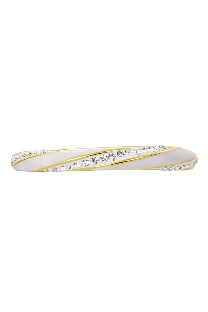 Sterling Silver Gold Plated White Enamel & Crystal Stacker RingThe Fine CollectiveBA0072998 - L