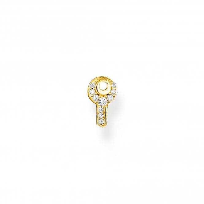 Sterling Silver Gold Plated White Key Single Ear Stud H2220 - 414 - 14Thomas Sabo Charm Club CharmingH2220 - 414 - 14