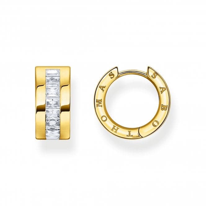 Sterling Silver Gold Plated White Pavé Stones Earrings CR670 - 414 - 14Thomas Sabo Sterling SilverCR670 - 414 - 14
