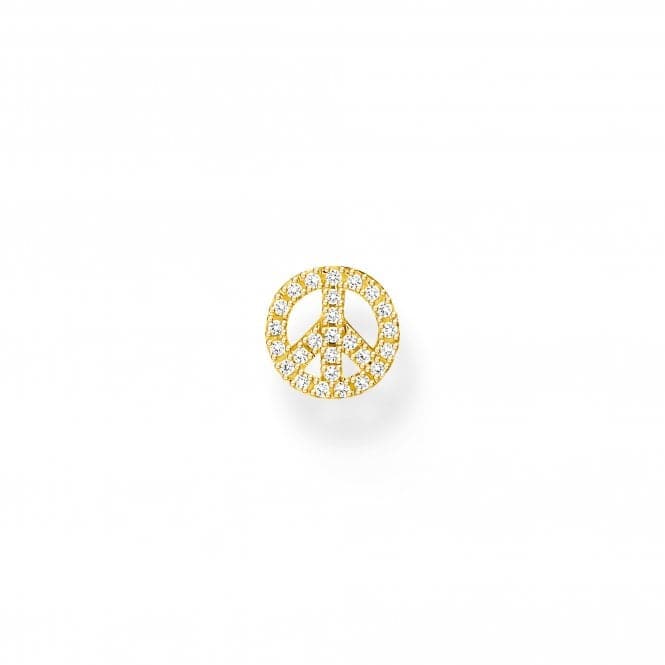 Sterling Silver Gold Plated White Peace Single Ear Stud H2218 - 414 - 14Thomas Sabo Charm Club CharmingH2218 - 414 - 14