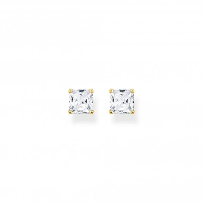 Sterling Silver Gold Plated White Stone Earrings H2174 - 414 - 14Thomas Sabo Sterling SilverH2174 - 414 - 14