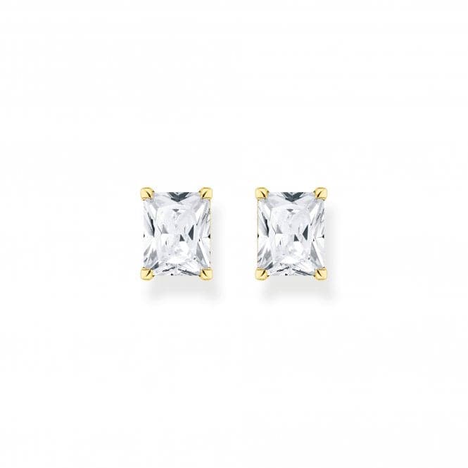 Sterling Silver Gold Plated White Stone Earrings H2201 - 414 - 14Thomas Sabo Sterling SilverH2201 - 414 - 14