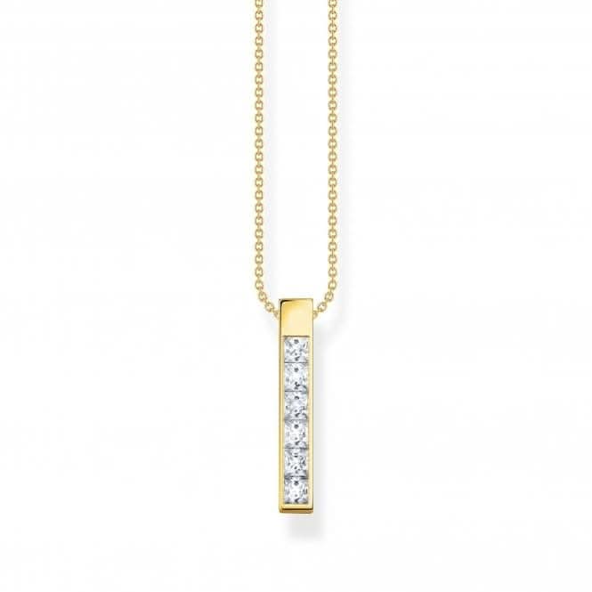 Sterling Silver Gold Plated White Stones Necklace KE2113 - 414 - 14 - L45VThomas Sabo Sterling SilverKE2113 - 414 - 14
