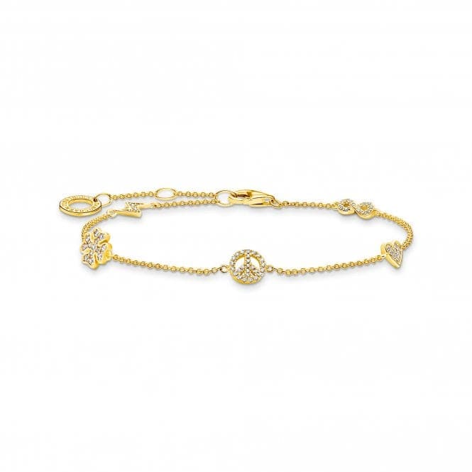 Sterling Silver Gold Plated White Symbols Bracelet A2039 - 414 - 14 - L19VThomas Sabo Charm Club CharmingA2039 - 414 - 14 - L19V